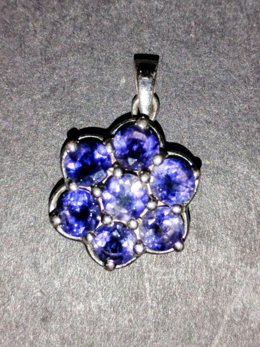 Beautiful Sterling Silver Genuine Flower Iolite Pendant